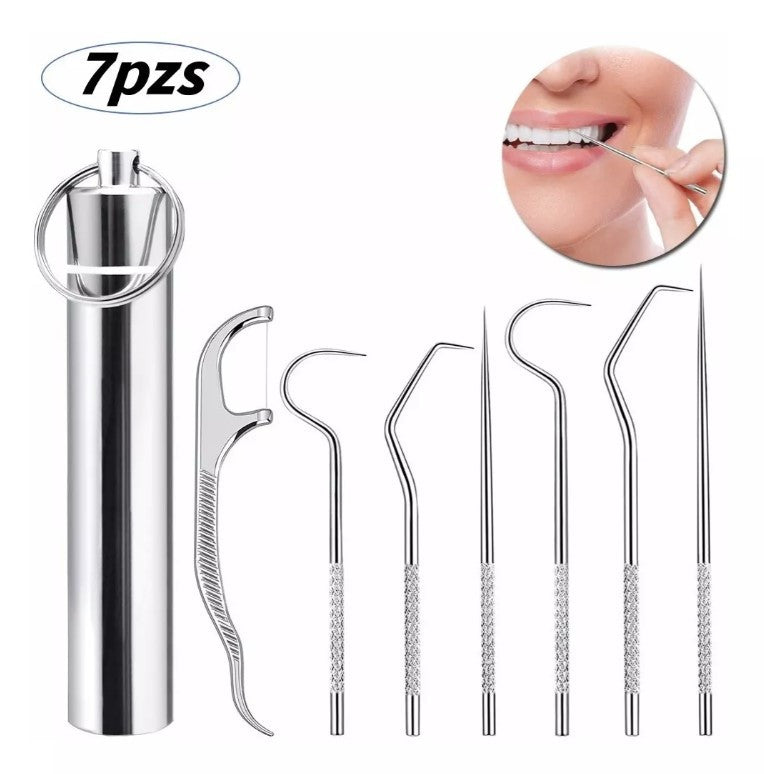 Kit de limpieza dental de 7 piezas de acero inoxidable