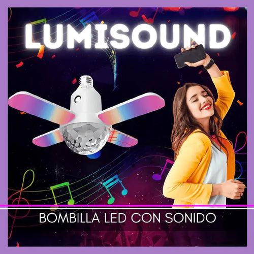 BOMBILLA PARLANTE CON LUCES DE DISCOTECA